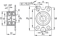 角接觸球軸承單元 ZKLR0624-2Z, 雙向，螺釘安裝，兩側(cè)間隙密封