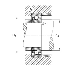 推力角接觸球軸承 BSB055120-T, 單向，接觸角 α = 60°，限制公差