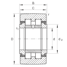 支撐型滾輪 PWTR3580-2RS, 滿裝滾子，軸向引導(dǎo)，兩側(cè)唇密封