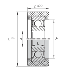 滾輪 KLRZ12X41X16-2RSR, 帶塑料箍，兩側(cè)密封