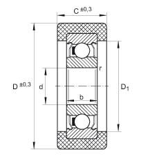滾輪 KLRZ10X30X10-2Z, 帶塑料箍，兩側(cè)密封