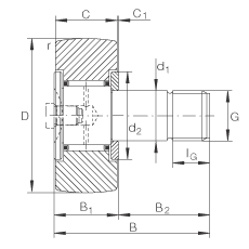 螺栓型滾輪 KR16, 軸向引導(dǎo)，兩側(cè)間隙密封