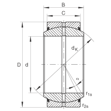 關節(jié)軸承 GE35-DO-2RS, 根據(jù) DIN ISO 12 240-1 標準, 需維護，兩側唇密封