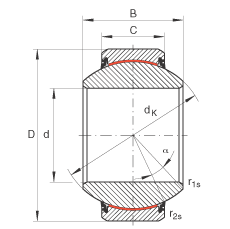關(guān)節(jié)軸承 GE200-FW-2RS, 根據(jù) DIN ISO 12 240-1 標(biāo)準(zhǔn), 免維護(hù)，兩側(cè)唇密封