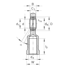 桿端軸承 GIL8-DO, 根據(jù) DIN ISO 12 240-4 標準，帶左旋內(nèi)螺紋，需維護