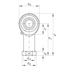 桿端軸承 GIKR16-PB, 根據(jù) DIN ISO 12 240-4 標(biāo)準(zhǔn)，帶右旋內(nèi)螺紋，需維護(hù)