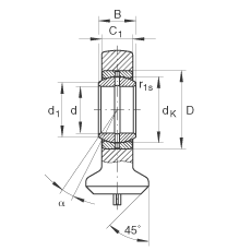 液壓桿端軸承 GK70-DO, 根據(jù) DIN ISO 12 240 標(biāo)準(zhǔn)，帶焊接面，需維護(hù)