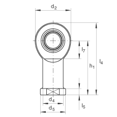 桿端軸承 GIR8-UK, 根據(jù) DIN ISO 12 240-4 標(biāo)準(zhǔn)，帶右旋內(nèi)螺紋，免維護(hù)