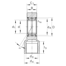 液壓桿端軸承 GIHRK60-DO, 根據(jù) DIN ISO 12 240-4 標(biāo)準(zhǔn)，帶右旋螺紋夾緊裝置，需維護(hù)
