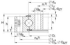 四點(diǎn)接觸球軸承 VU200405, 無齒，兩側(cè)唇密封