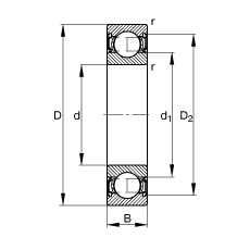 深溝球軸承 S6001-2RSR, 根據(jù) DIN 625-1 標(biāo)準(zhǔn)的主要尺寸, 耐腐蝕保護(hù)，兩側(cè)唇密封