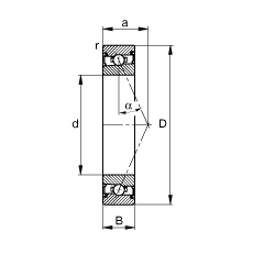 主軸軸承 HSS7013-E-T-P4S, 調(diào)節(jié)，成對(duì)安裝，接觸角 α = 25°，兩側(cè)唇密封，非接觸，限制公差