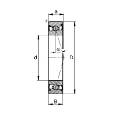 主軸軸承 HCS7002-C-T-P4S, 調(diào)節(jié)，成對安裝，接觸角 α = 15°，兩側(cè)唇密封，非接觸，限制公差