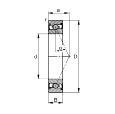 主軸軸承 HCS71912-E-T-P4S, 調節(jié)，成對或單元安裝，接觸角 α = 25°，兩側唇密封，非接觸，限制公差
