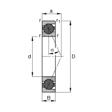 主軸軸承 HCB71900-E-T-P4S, 調(diào)節(jié)，成對或單元安裝，接觸角 α = 25°，陶瓷球，限制公差