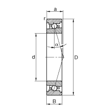 主軸軸承 HS71909-C-T-P4S, 調(diào)節(jié)，成對安裝，接觸角 α = 15°，限制公差